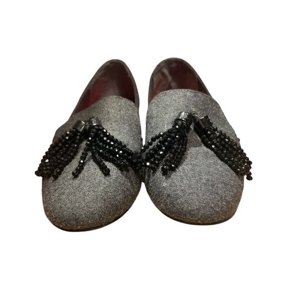 Simply Vera Beaded Tassel Smoking Shoe Flats Slip On Loafer Sz 7.5 Gray Preppy - Picture 2 of 10